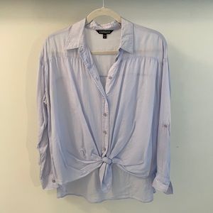 Blue button up casual top